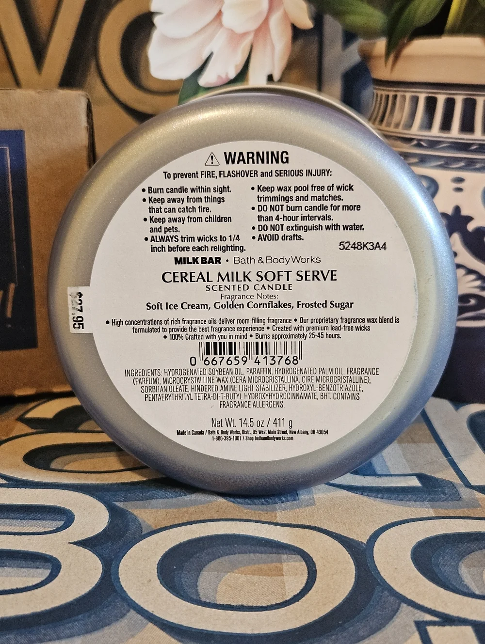 NWT Bath & Body Cereal Milk Soft Serve 3-Wick Candle - Blue, White - Picture 5 of 6